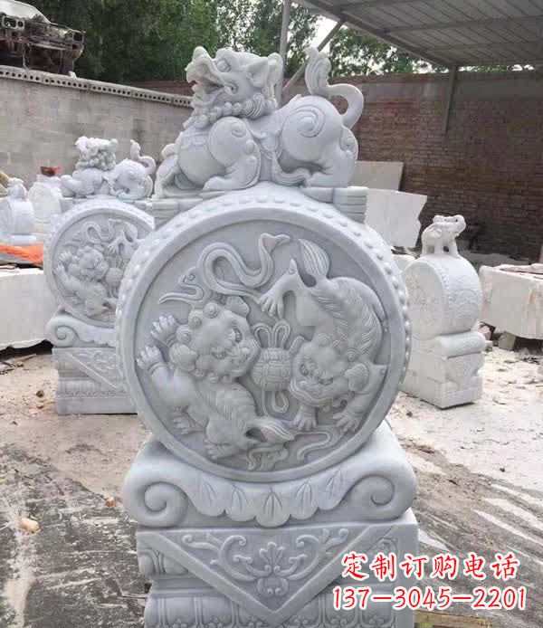 南阳大理石狮子抱鼓石雕塑