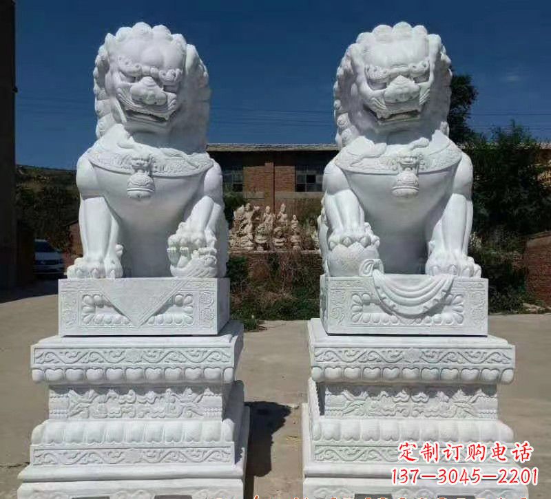 南阳大理石狮子石雕,雕塑定制精美狮子