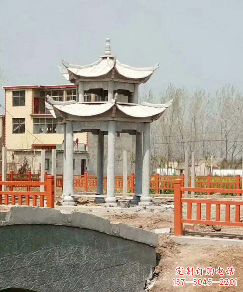 南阳大理石双层凉亭雕塑