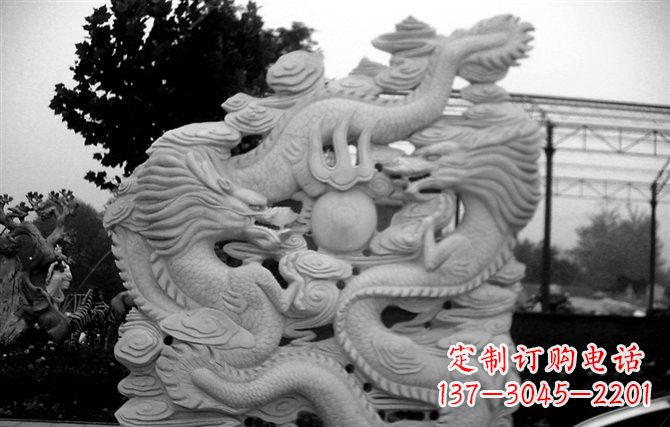 南阳精美大理石双龙雕塑