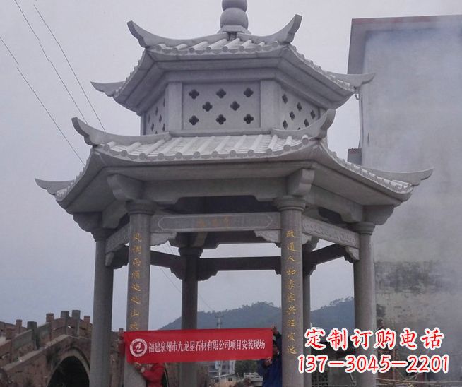 南阳大理石双层石雕凉亭