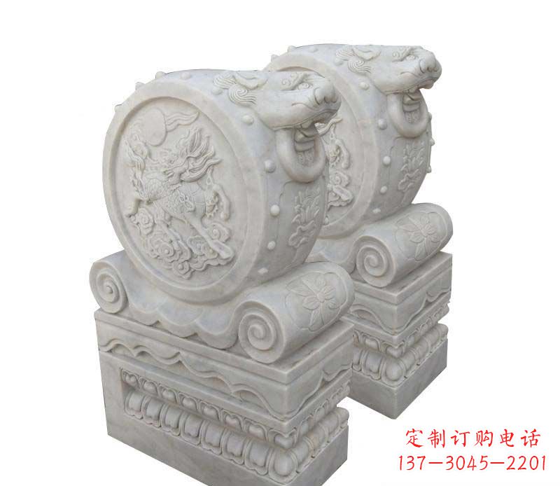 南阳大理石狮子头门墩雕塑