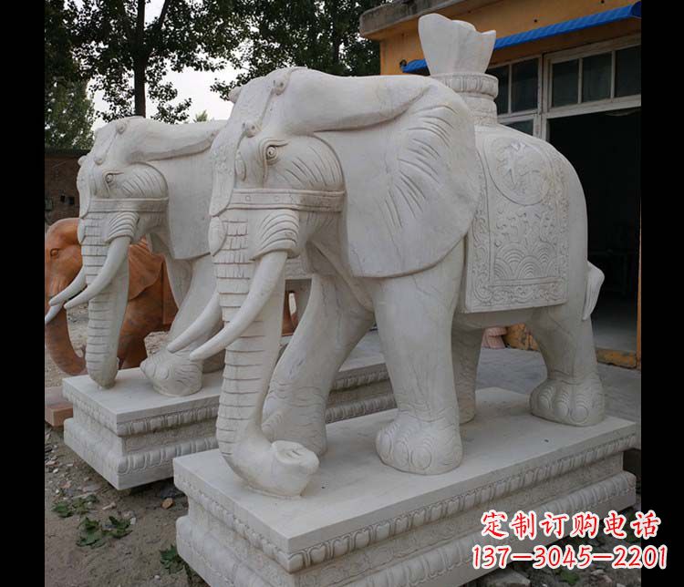 南阳大理石大象雕塑,招财进宝