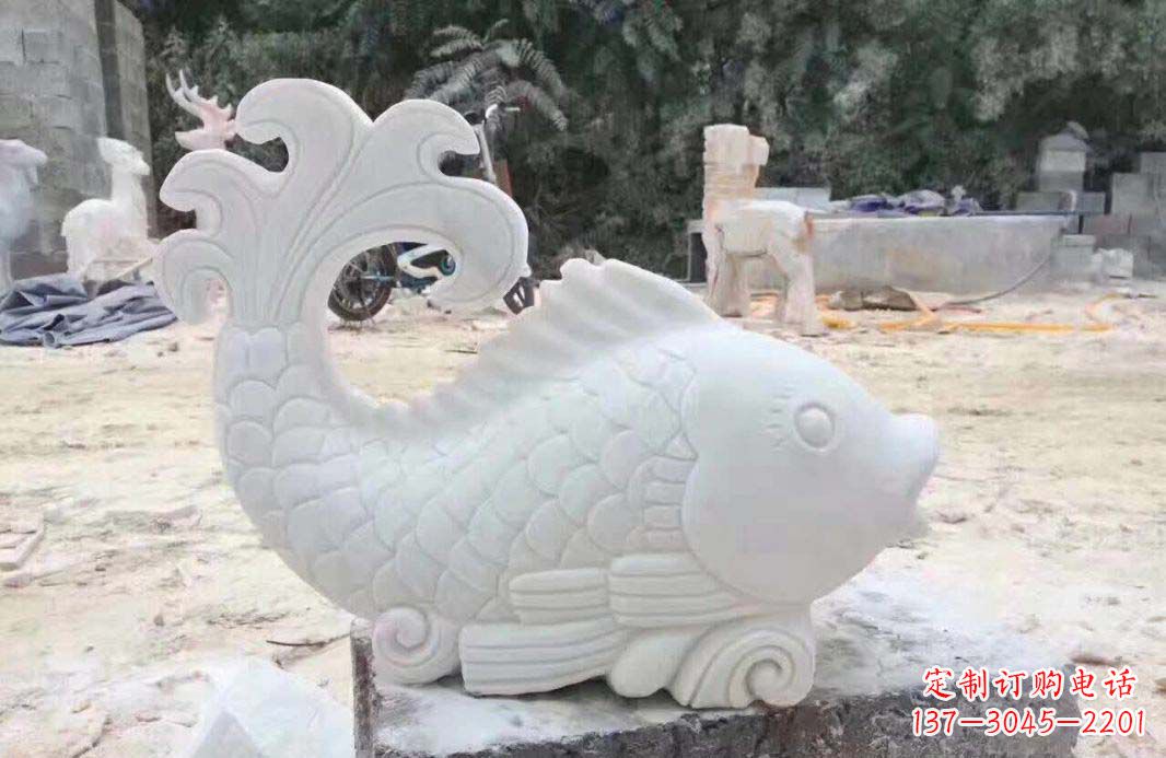 南阳大理石鱼喷泉雕塑