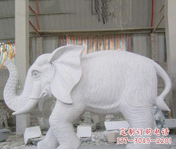 南阳象征财富的大理石招财大象雕塑