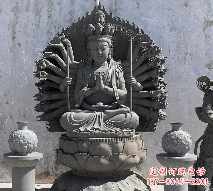 南阳宗教庙宇千手观音大理石雕塑