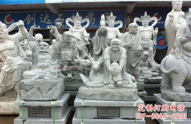 南阳大理石坐式罗汉禅修雕塑