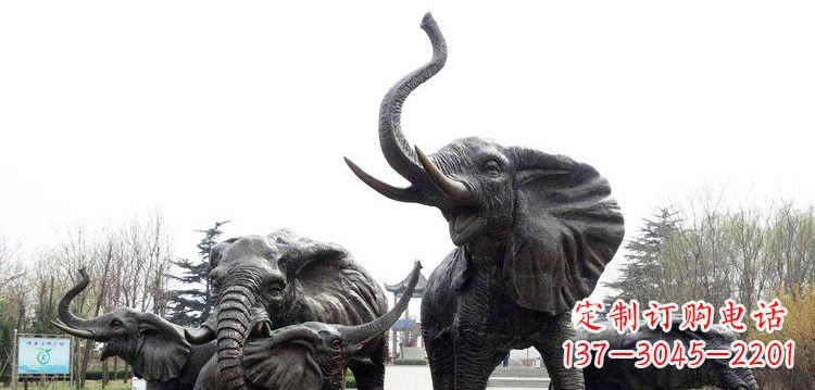 南阳大象群铜雕景观