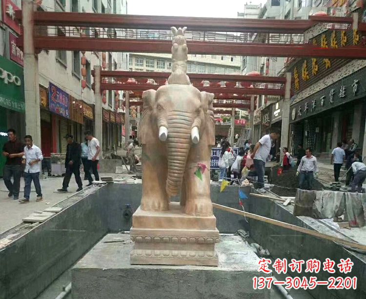 南阳优雅活泼的大象石材雕塑
