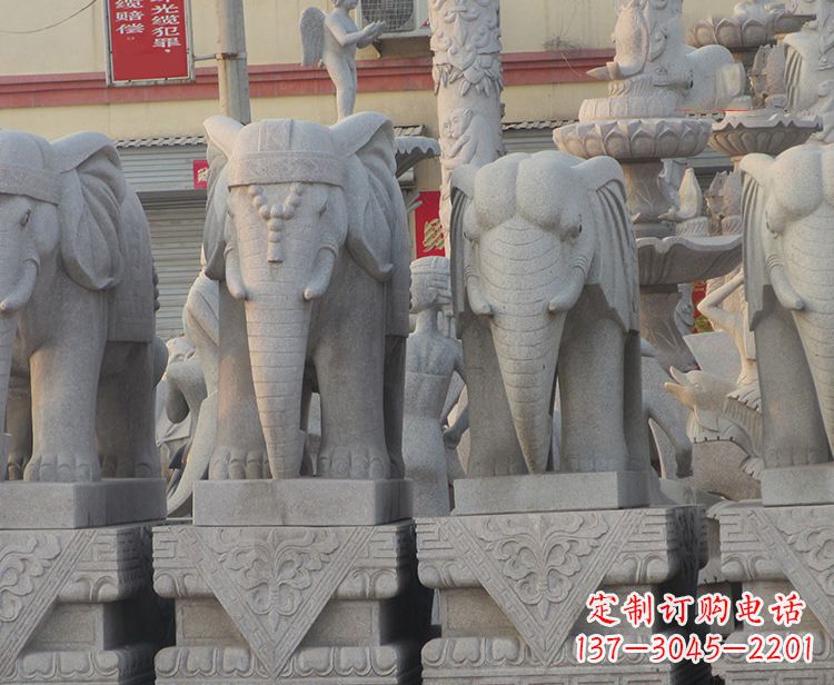 南阳大象石柱雕塑