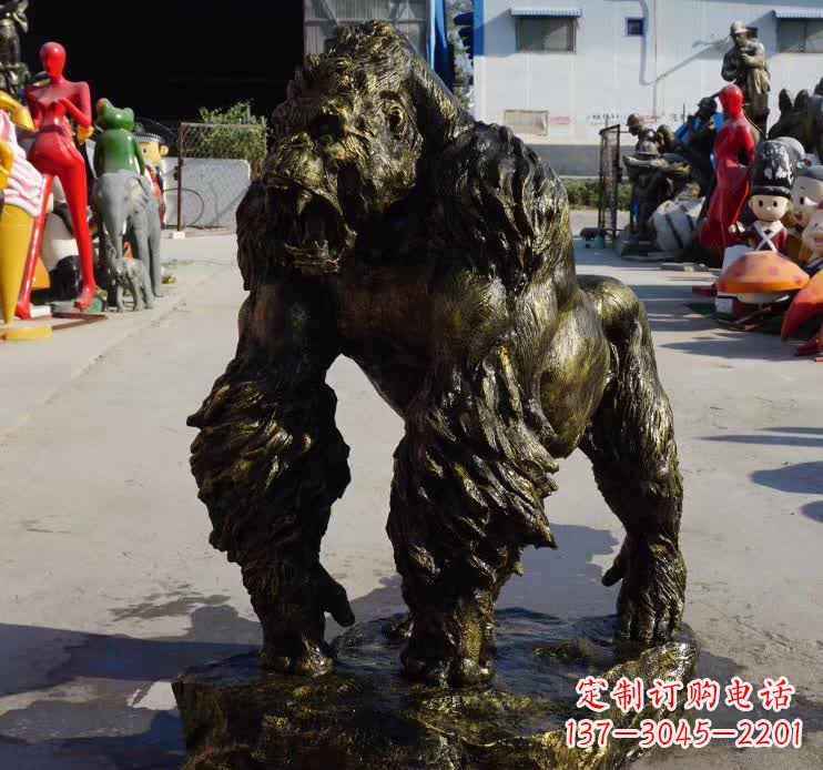南阳中领雕塑精美大猩猩铜雕