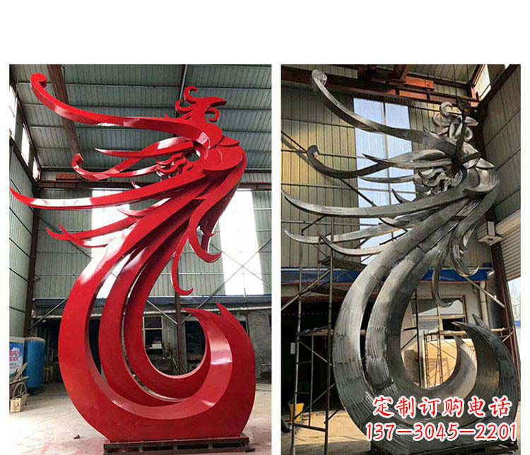 南阳大型不锈钢凤凰摆件雕塑
