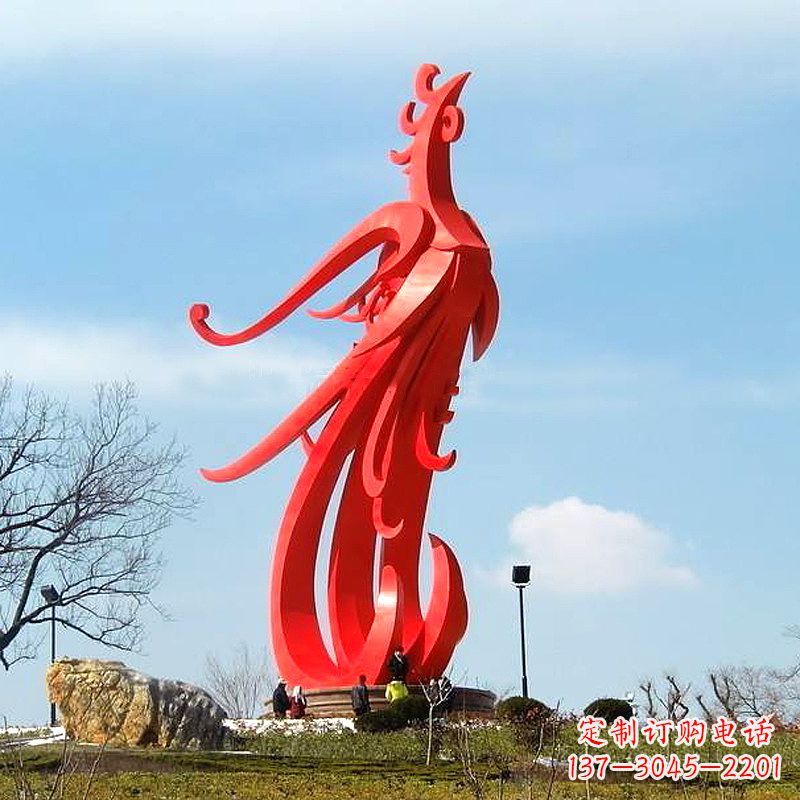 南阳大型不锈钢凤凰雕塑-景区景点神兽动物景观雕塑