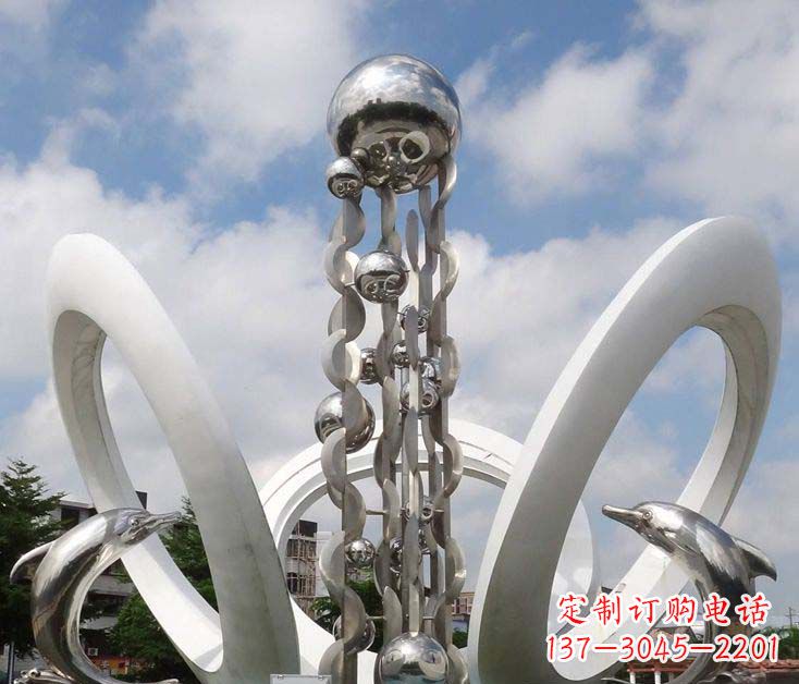 南阳精致不锈钢海豚雕塑