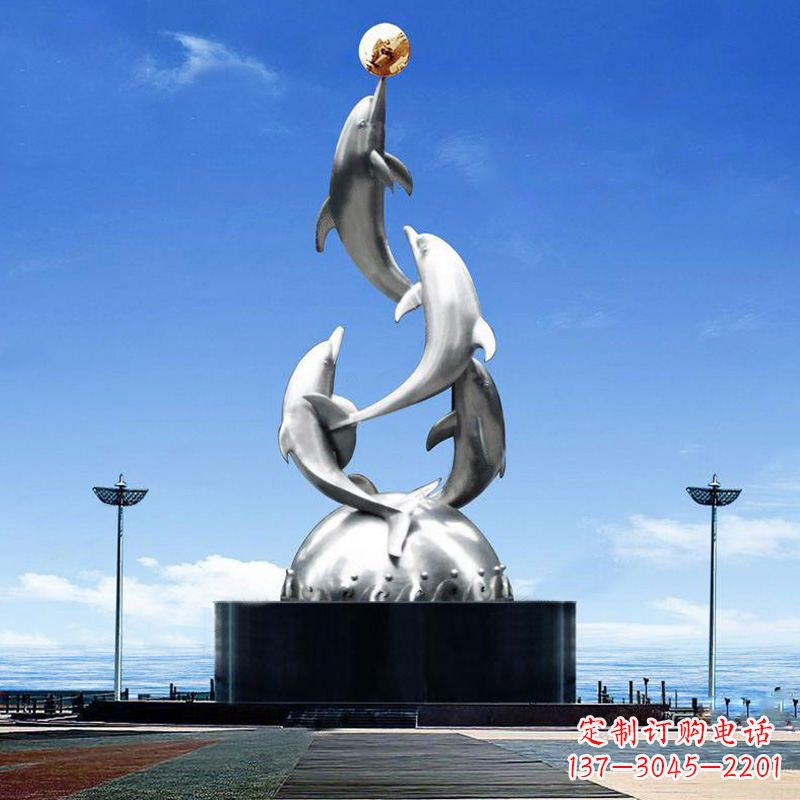南阳引领潮流的不锈钢海豚雕塑