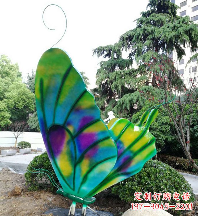 南阳大型不锈钢蝴蝶雕塑,仿真昆虫城市广场景观摆件_