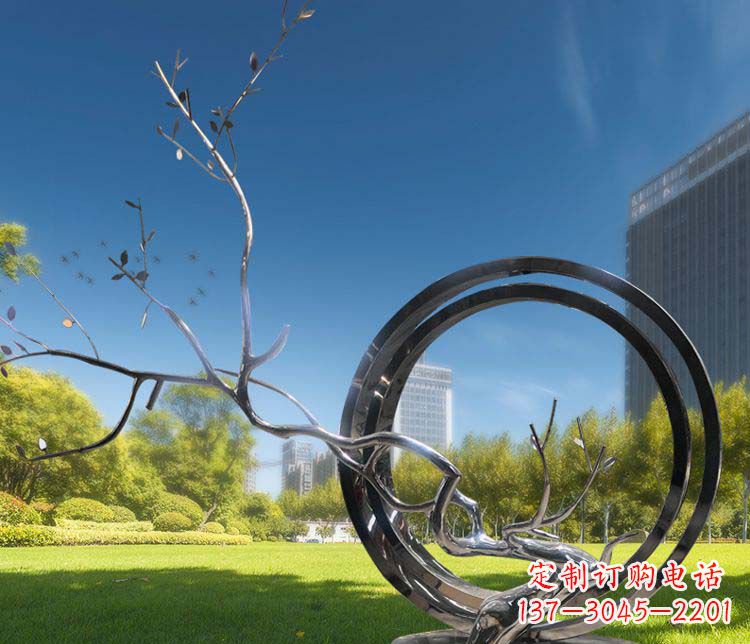 南阳大型不锈钢圆环景观雕塑