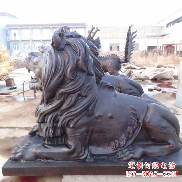 南阳大型纯铜港币狮子动物雕塑