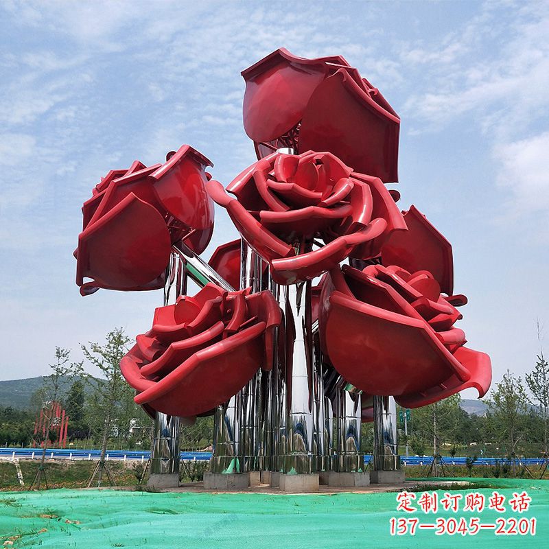 南阳精美不锈钢玫瑰花景观雕塑