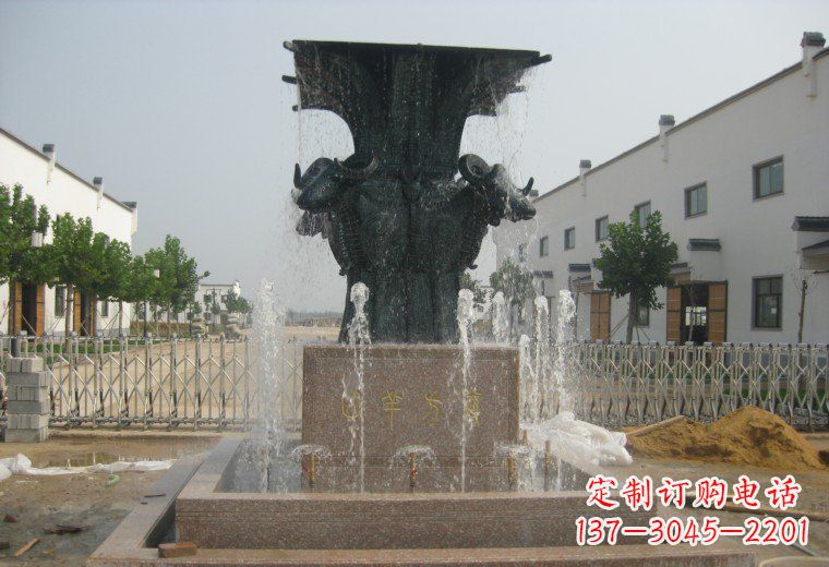南阳大型四羊方尊喷泉铜雕