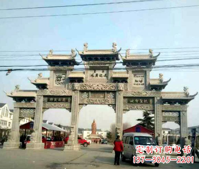南阳大型五门石雕牌坊 (3)