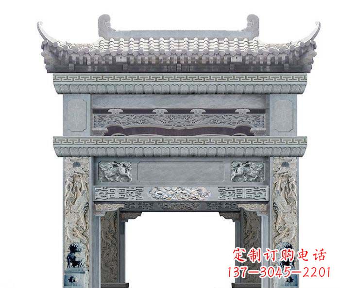 南阳单门村口石雕牌坊 (2)