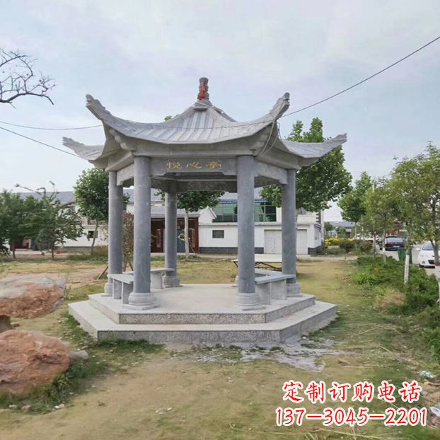 南阳单层六角石凉亭公园亭子