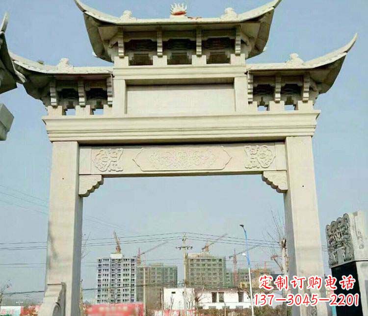 南阳单门道路牌坊石雕