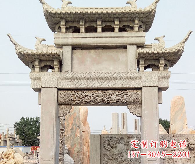 南阳单门大理石牌坊石雕