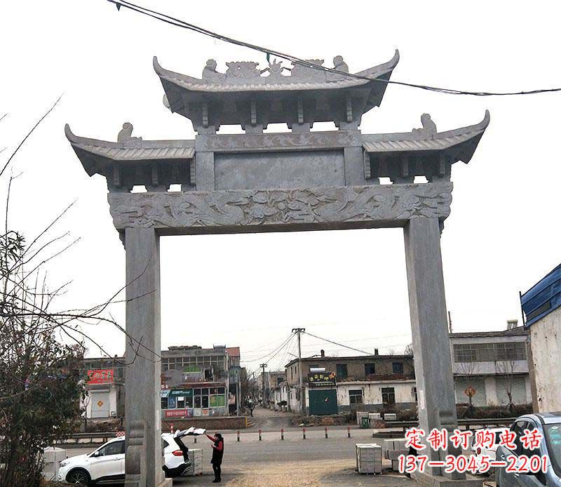 南阳单门大理石牌坊石雕_1