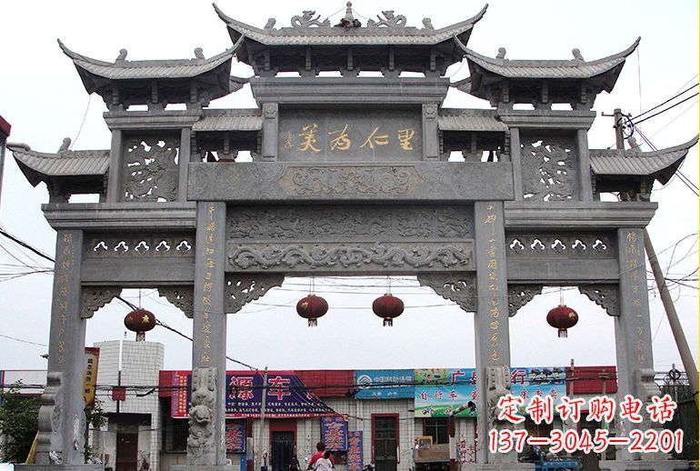 南阳单门牌坊石雕