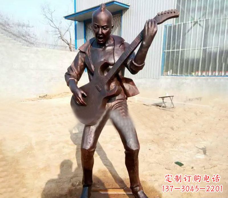 南阳精致细腻的铜吉他雕塑