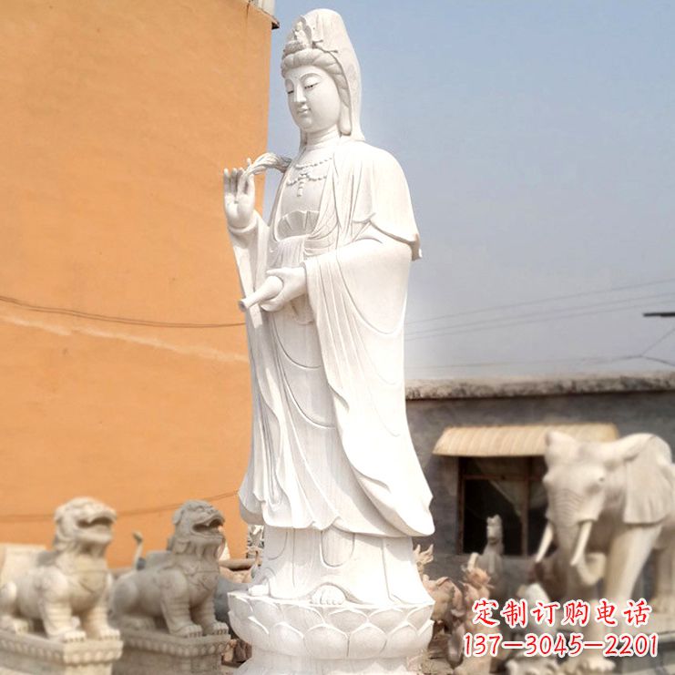 南阳滴水观音汉白玉石雕佛像