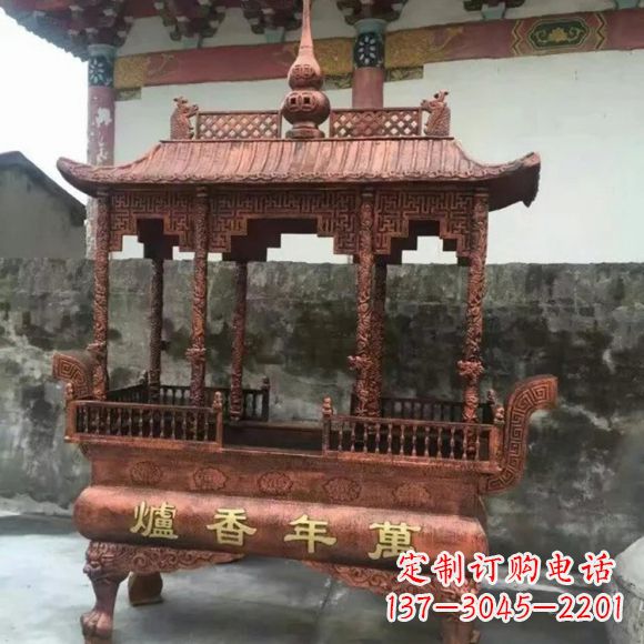 南阳雕刻蝙蝠铜香炉