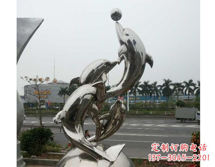 南阳海豚精美不锈钢雕塑