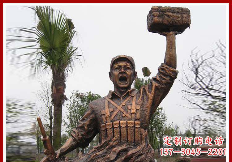 南阳董存瑞英雄模范铜雕