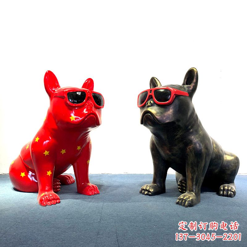 南阳斗牛犬公仔,网红眼镜狗卡通美陈雕塑摆件