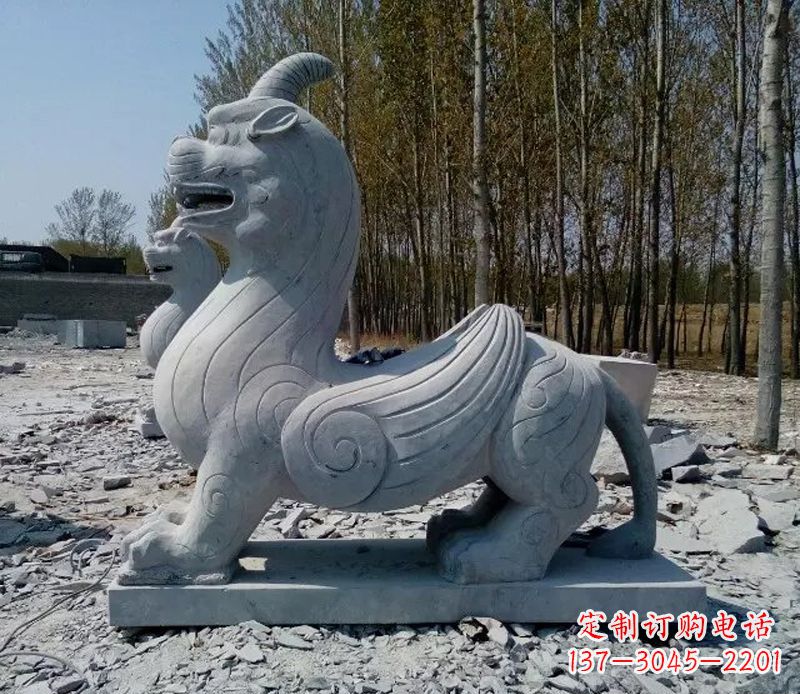 南阳独角兽雕塑,神兽石雕带你穿越回古老神话中