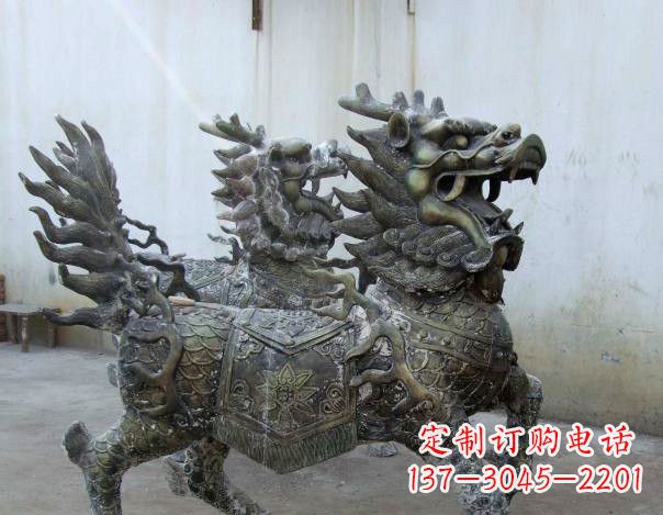 南阳精致手工铜麒麟雕塑