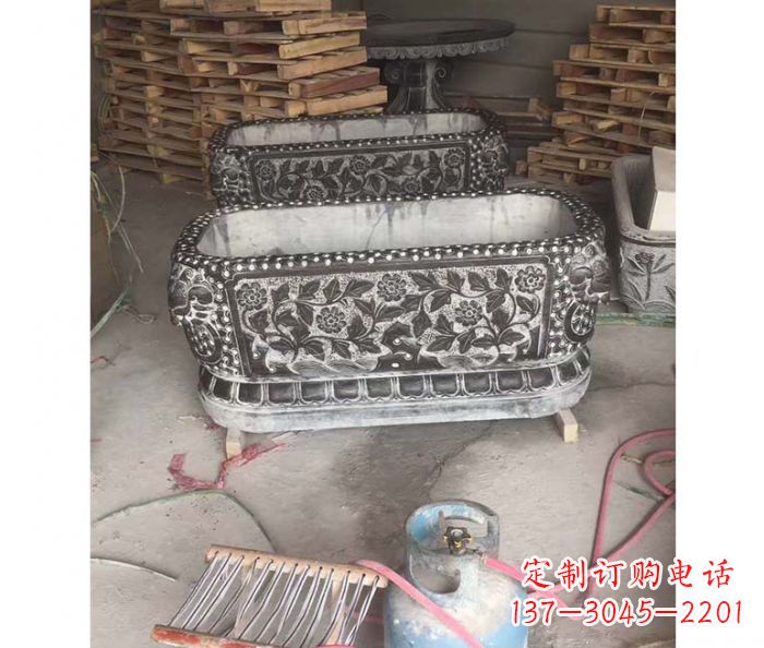 南阳方形仿古石水缸 (2)