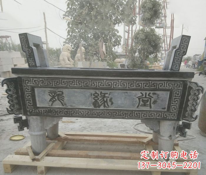 南阳方形四足香炉石雕艺术品