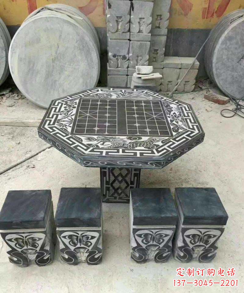 南阳仿古八角石桌凳