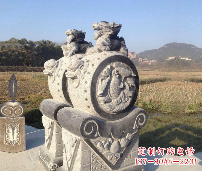 南阳仿古抱鼓石镇宅石门墩 (4)