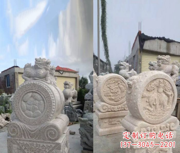 南阳仿古抱鼓石镇宅石门墩 (2)