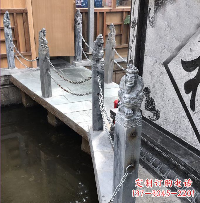 南阳典雅传统的仿古胡人拴马石栏杆雕塑