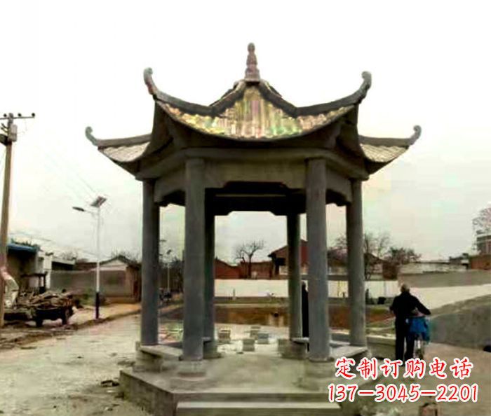 南阳仿古六角凉亭石雕 (3)