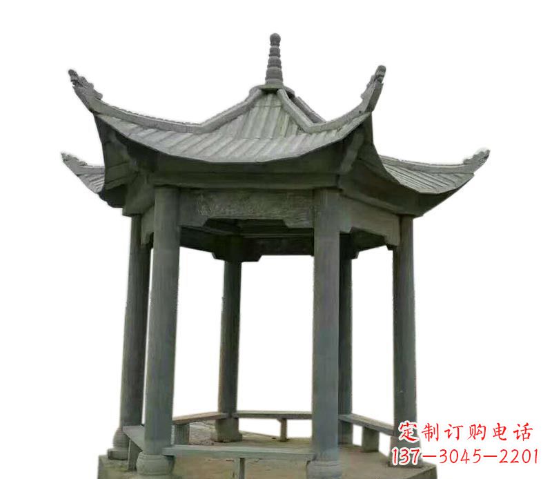 南阳仿古六角凉亭石雕 (2)