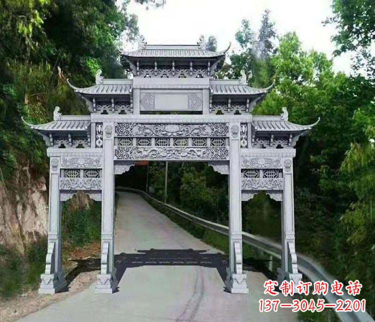 南阳仿古三门牌坊石雕