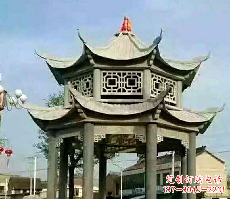 南阳仿古石凉亭石雕 (2)
