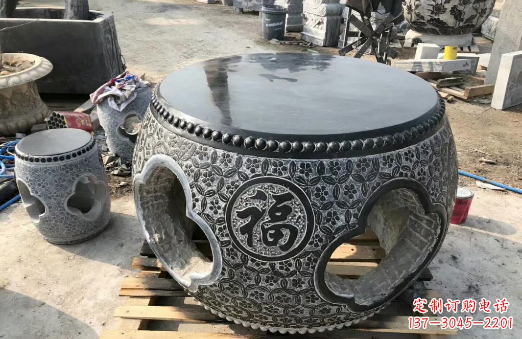 南阳中领雕塑 | 精美仿古石桌凳雕塑